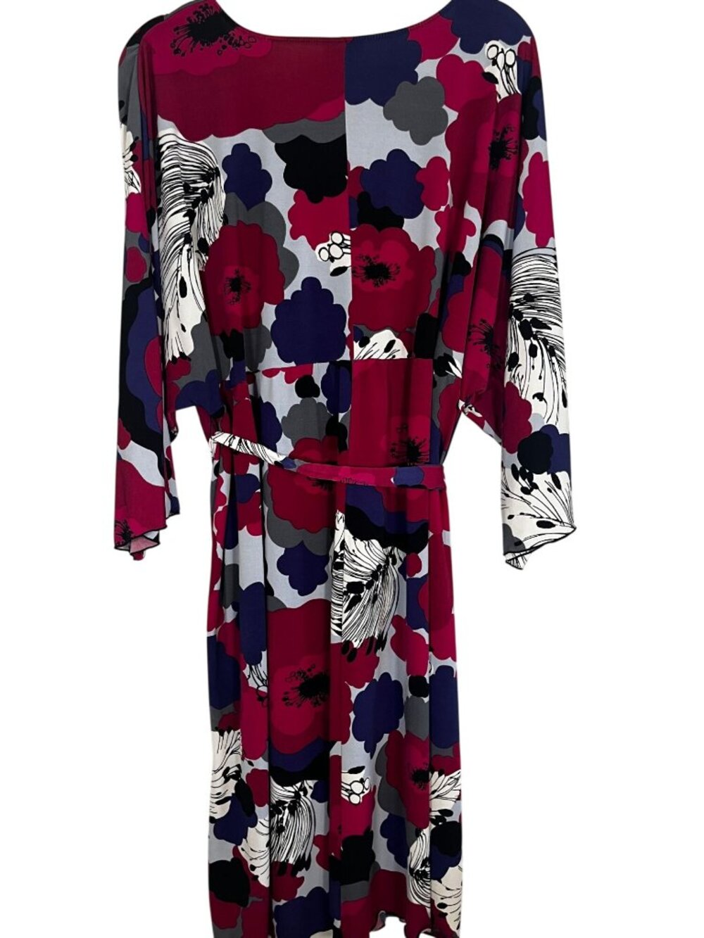 Colorful Floral Wrap Dress Pink 24W Resort Preppy Classic Retro Feminine - Picture 2 of 10